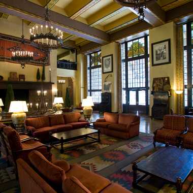 Lobby of the Majestic Yosemite Hotel, formerly known as the Ahwahnee.