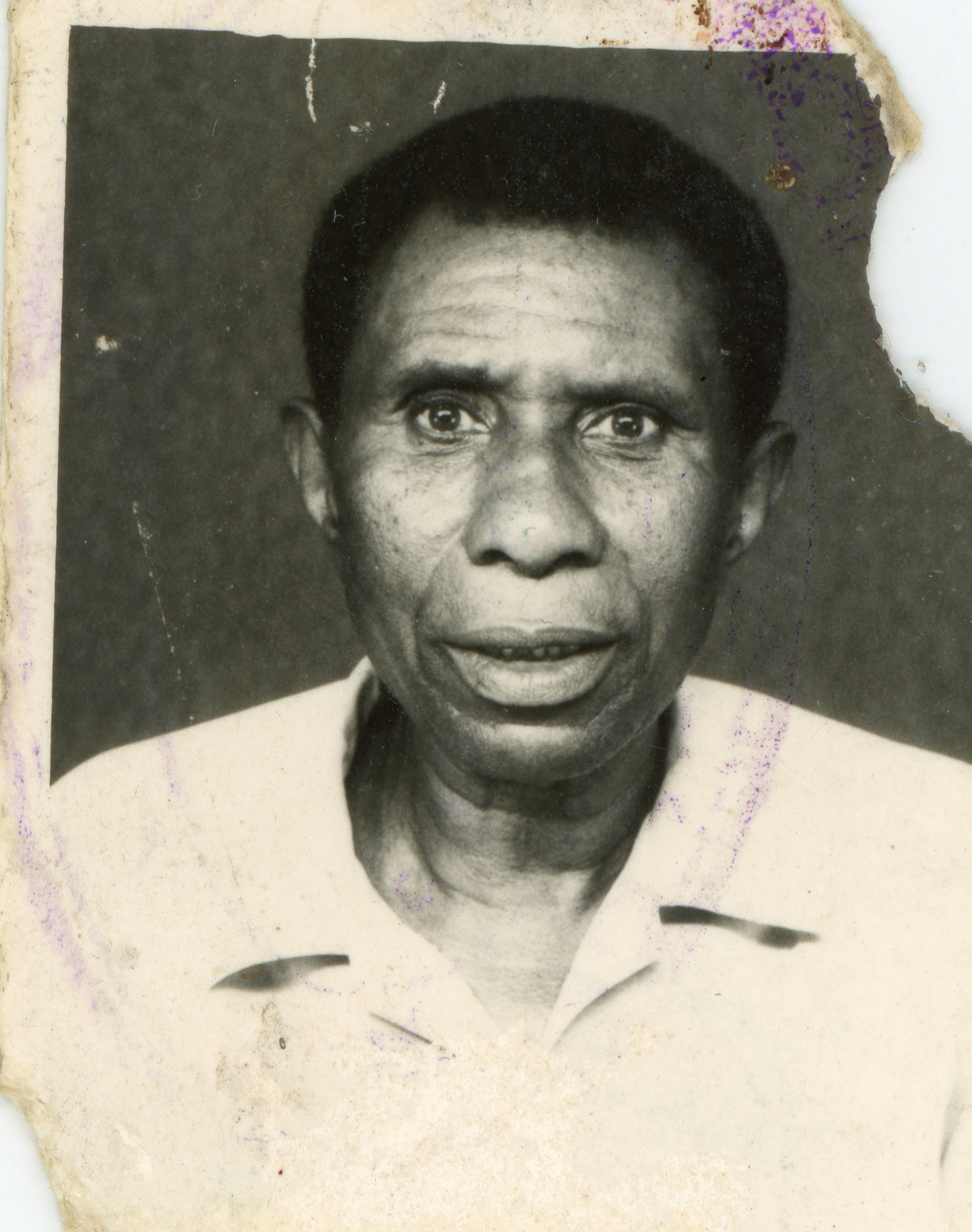 Karisa Ndurya, Sherry Davis' grandfather, worked as a foreman at excavations at the ruins of Gede and Fort Jesus between the 1940s and 1960s. This passport photo was taken in the 1960s.