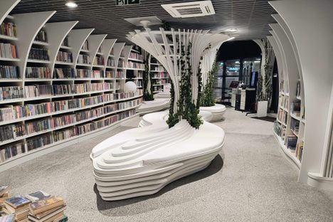 The futuristic interior of Metroteka