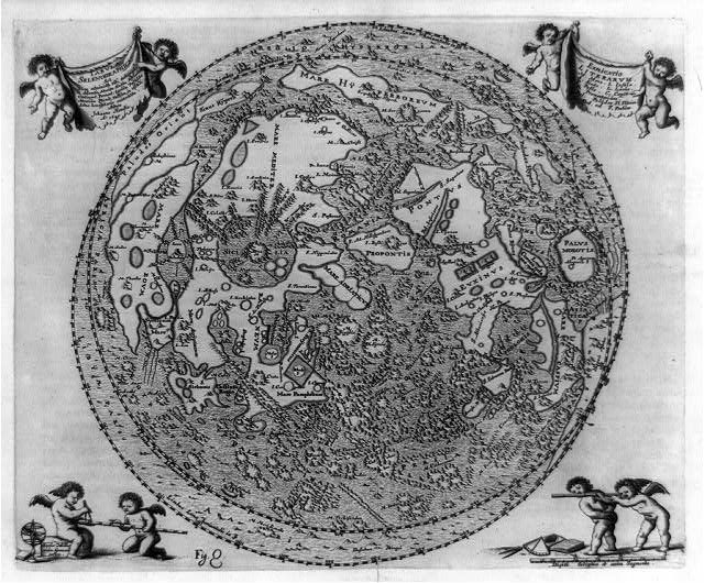 A 17th-century map of the moon.