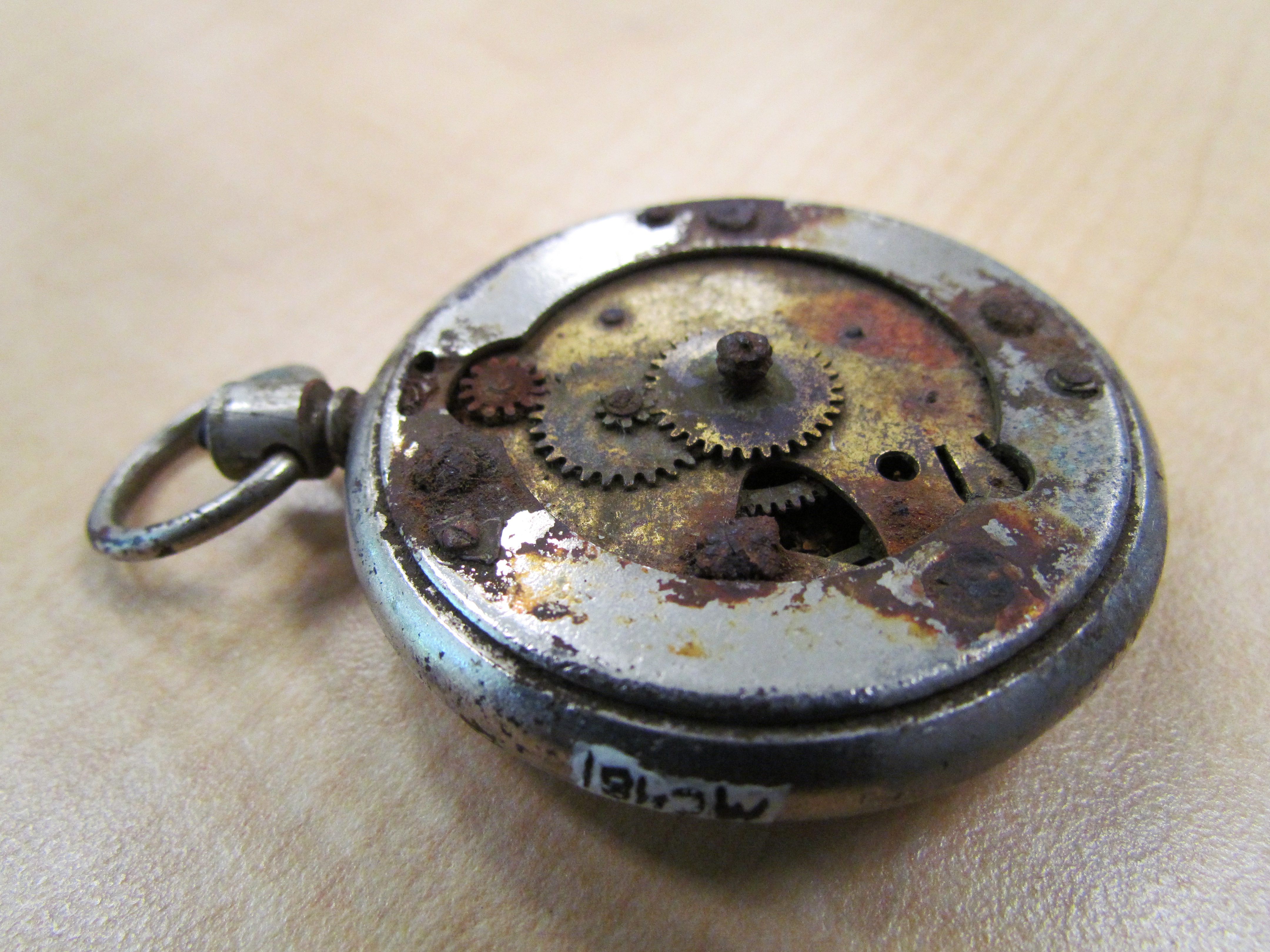 A pocket watch recovered in the forest.