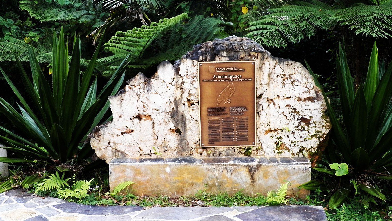 A plaque celebrating donors to Iguaca Aviary, photographed at the site in 2012.