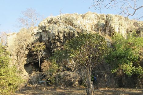The outside of the cave.
