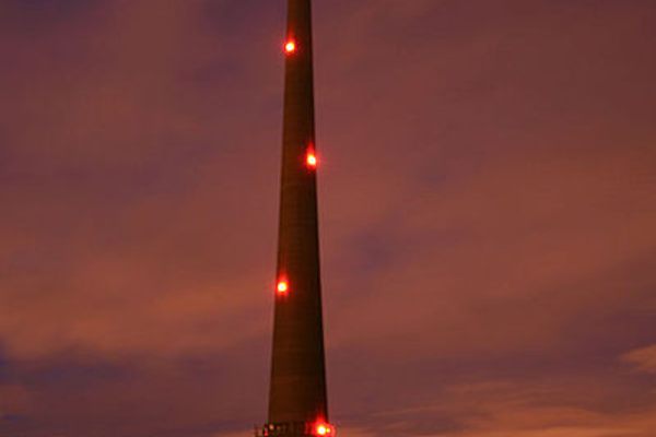 Emley Moor Mast by night