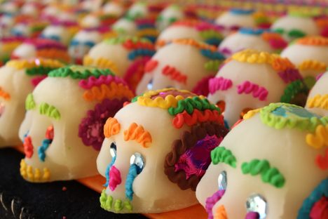 Rows of sugar skulls.