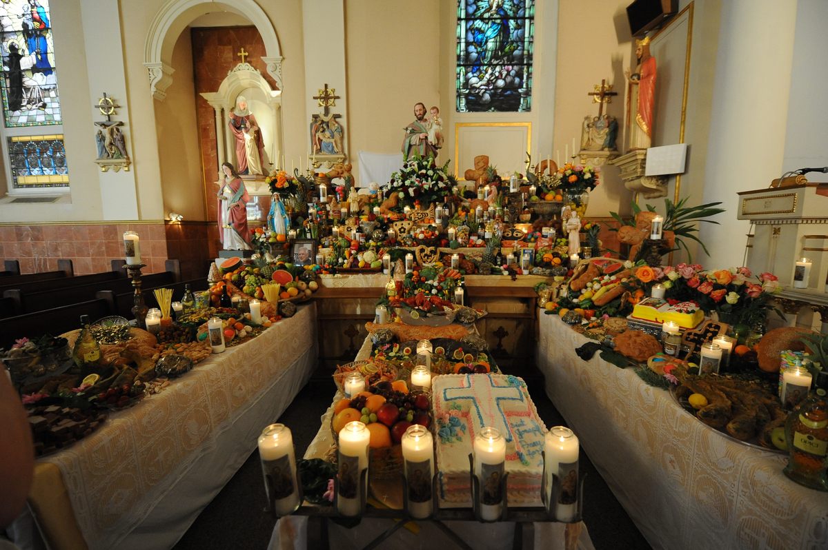 Churches across New Orleans set up elaborate altars to St. Joseph.