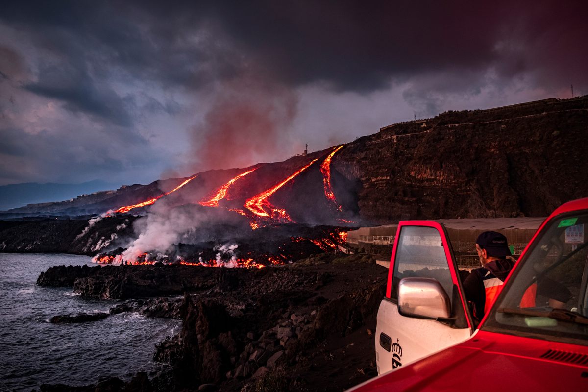 As the lava reached the ocean, it sent up plumes of noxious gas.