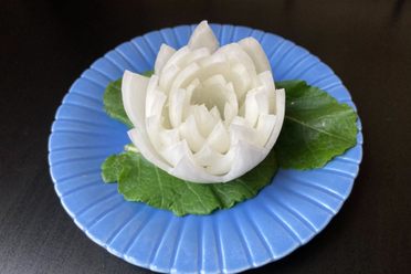 Making an onion lotus is easier than it looks.