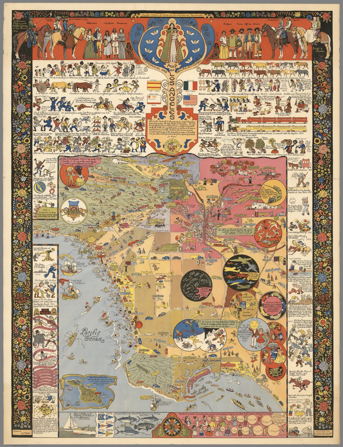 Jo Mora's map of Los Angeles is layered with local history.