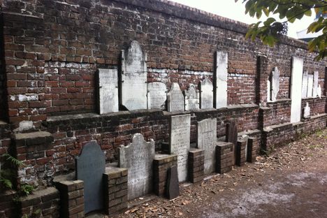 Gravestones displaced by Union soldiers.
