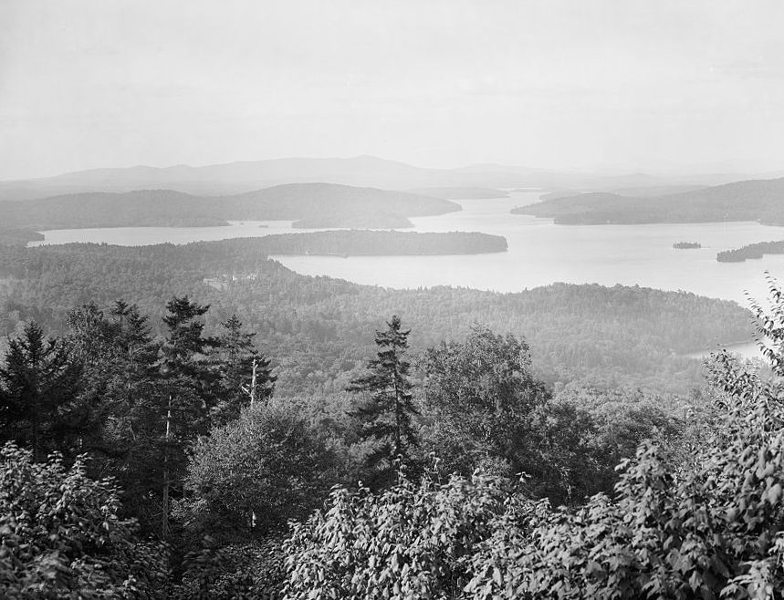 The view from of the Saranac and Weebeek Lake from Panther Mountain, 1909.