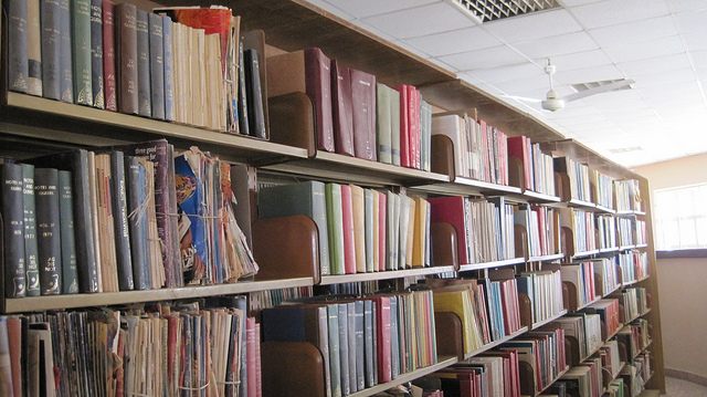 Bookshelves at Bayero University in Kano.