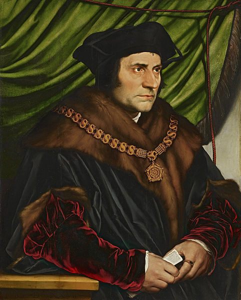 A portrait of Sir Thomas More, who wrote a jest book before writing <em>Utopia</em>.