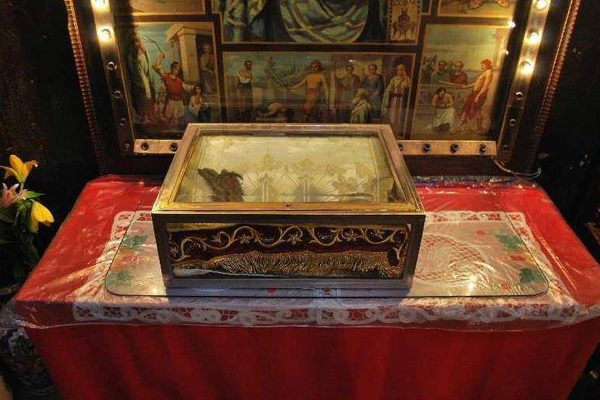 Saint Cyprian the Mage's arm in the  reliquary at Zlătari Church 