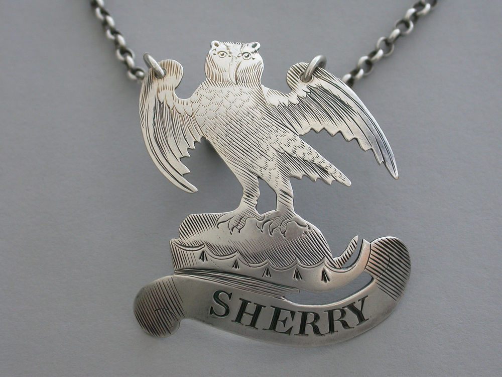 This sherry label was produced by the sons of well-known silversmith Hester Bateman around 1790.