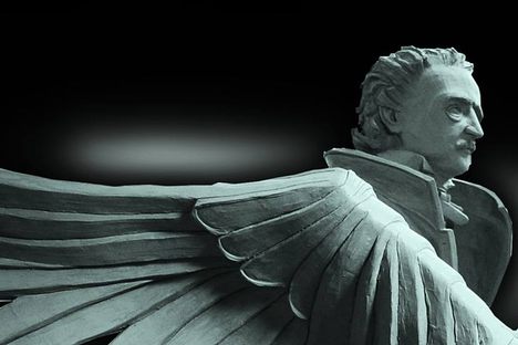 The Parlor Poet vs. The Raven in a Battle of Literary Statues