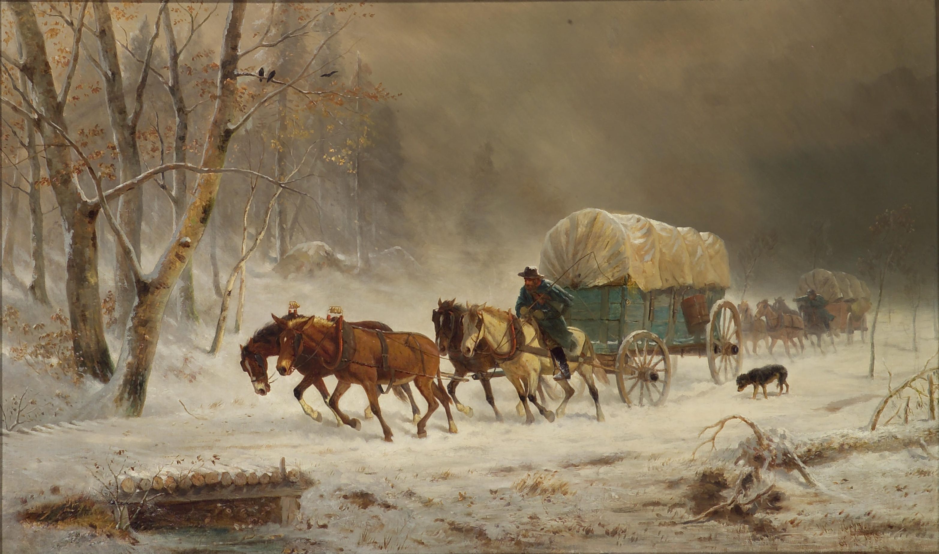 Weather conditions could be harsh, and even dangerous, as this 1878 painting highlights.