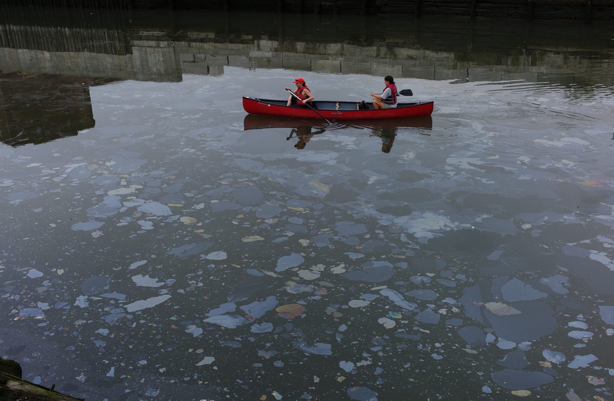 The Gowanus is heavily polluted, but that doesn't deter some canoeing enthusiasts.