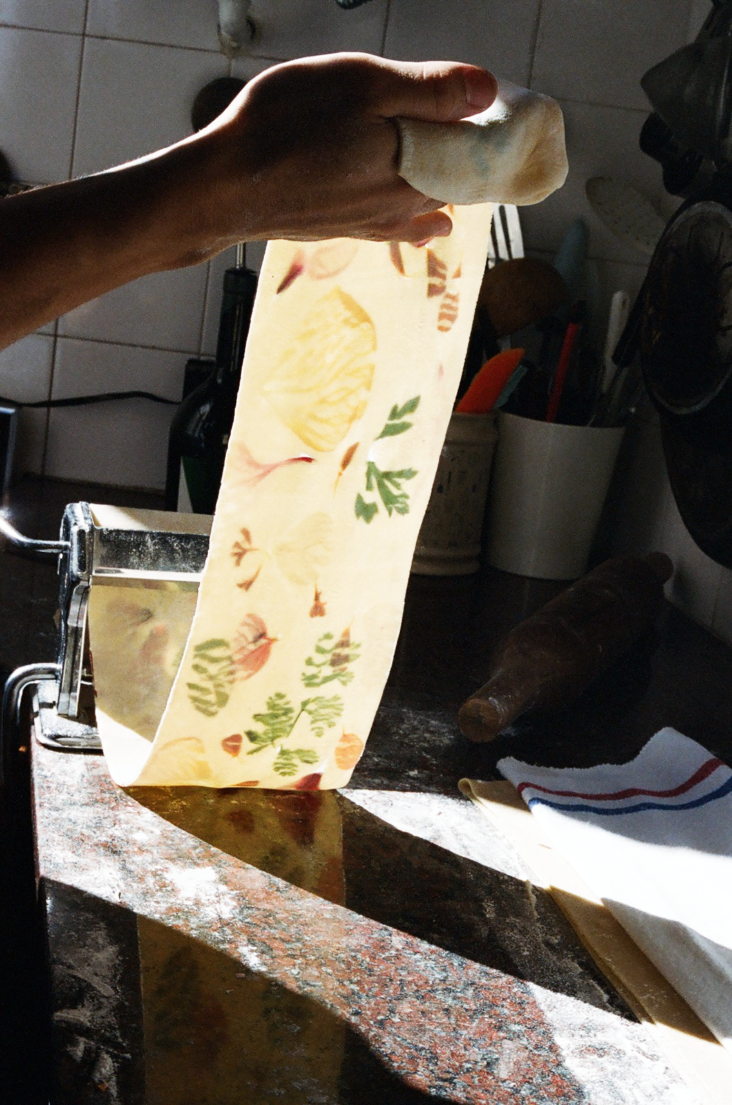 Flowers add gorgeous patterns to pasta.