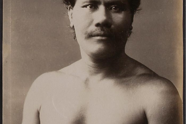 Samoan chief Tupua Tamasese Lealofi I, c. 1891. According to Scheurmann’s great-granddaughter, he may have been an inspiration for the composite character of Tuiavii. 