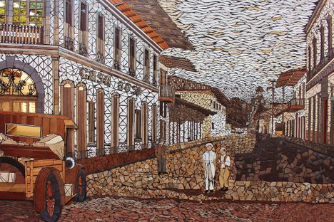 The glass mural of old Zacatlán