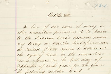 A page of the Navajo Treaty from the copy in the National Archives. 