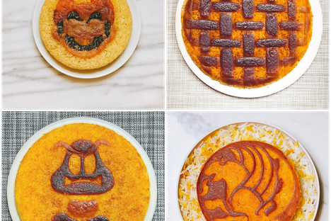 To make the simorgh (a mythical bird in Iranian mythology and literature), the baker-artist stenciled the shape out of a tortilla.