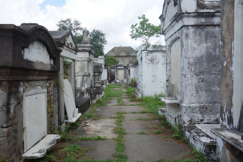 An alleyway in the City of the Dead, aka Lafayette Cemetery.