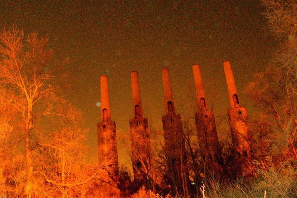 Chimneys at night