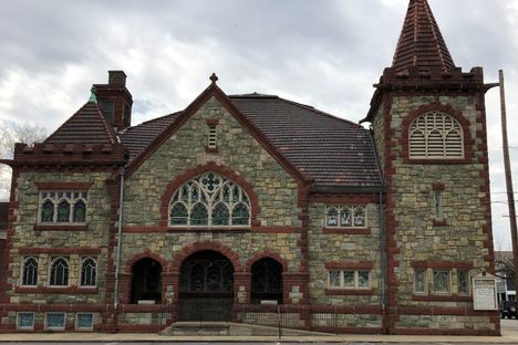 A view of the church from a vacant lot.