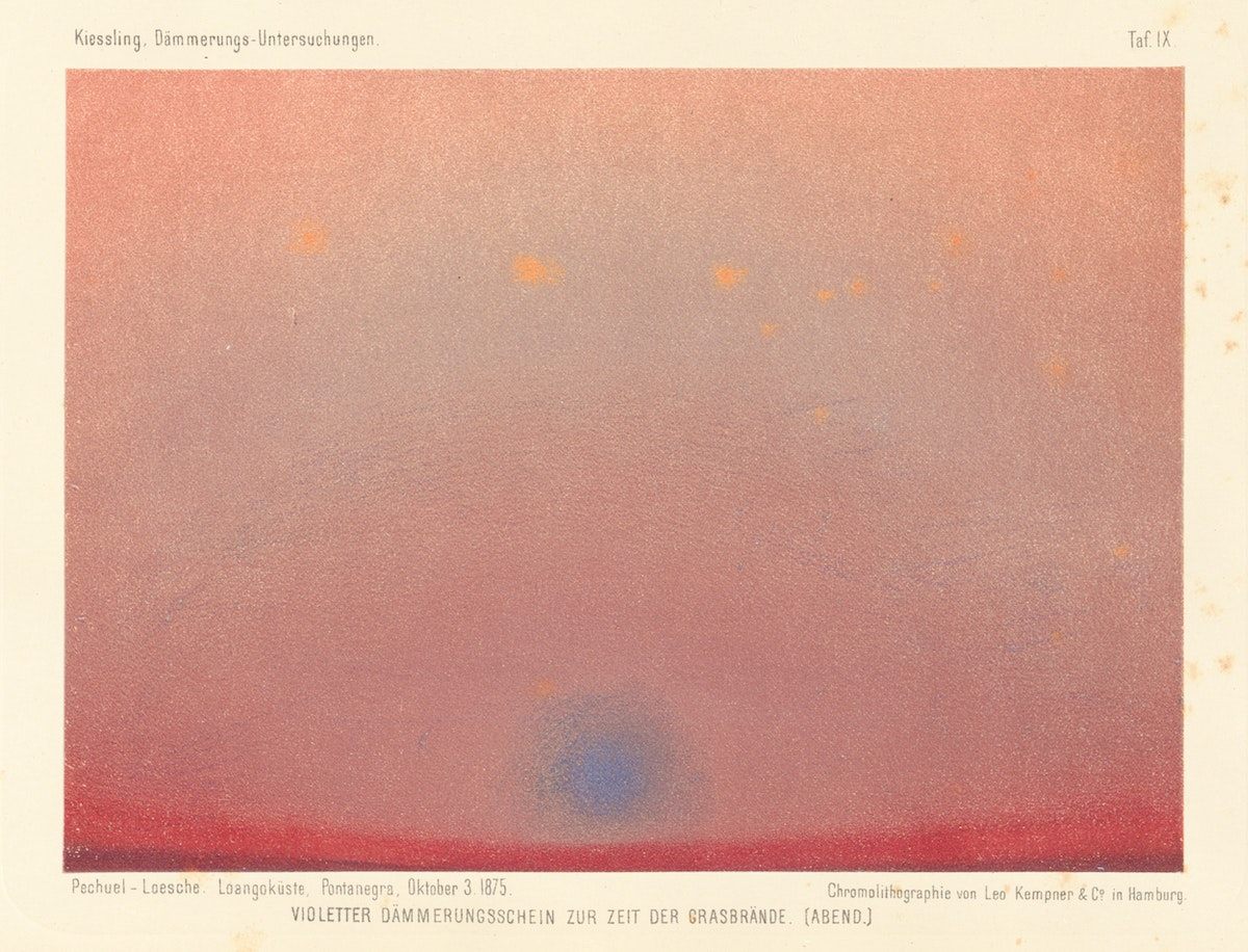Before Krakatoa, Pechuël-Loesche painted dusk in Congo.