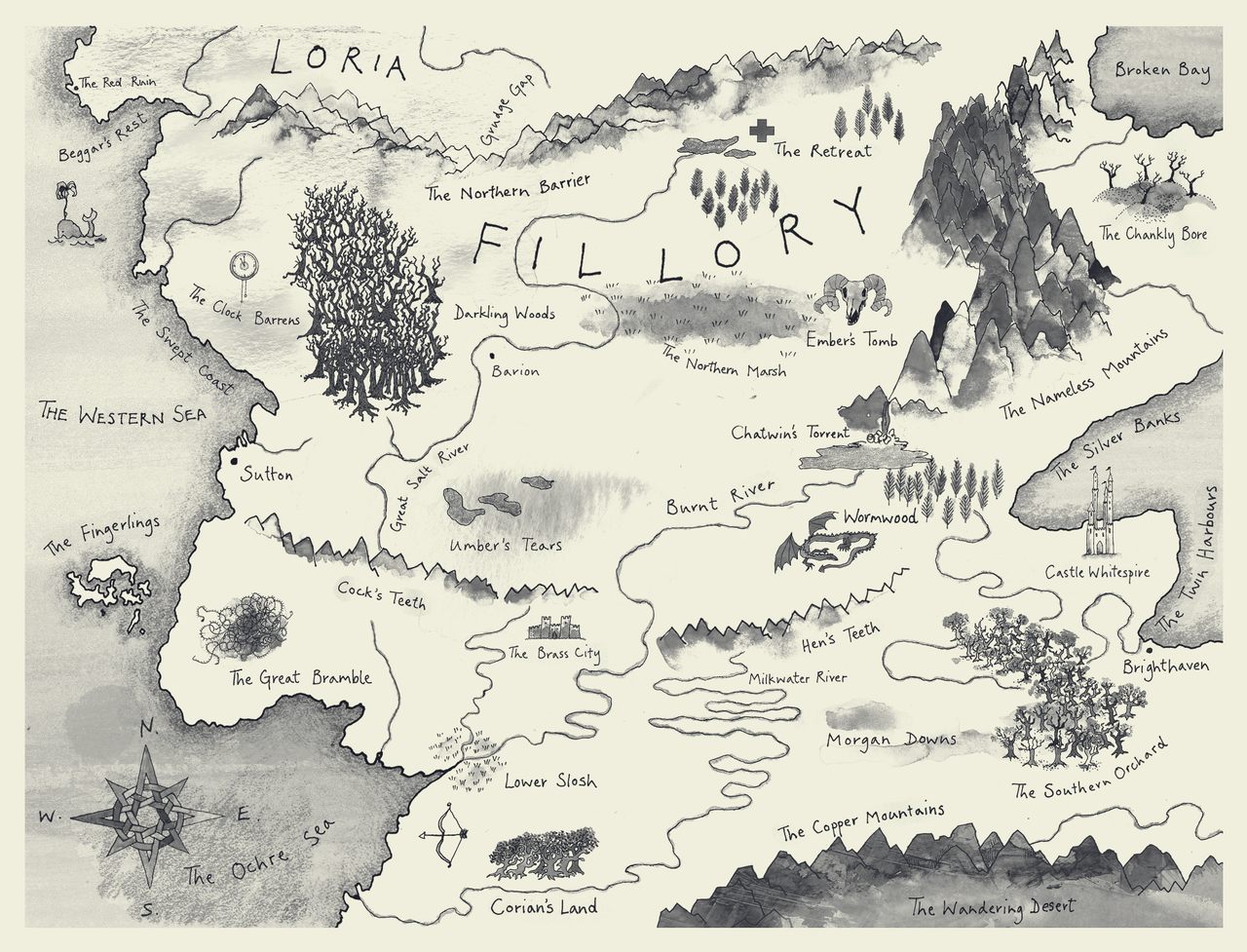 Map by Roland Chambers for <em>The Magicians</em>,
by Lev Grossman. 