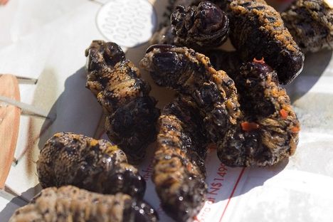 These caterpillars have been cooked with chilis.