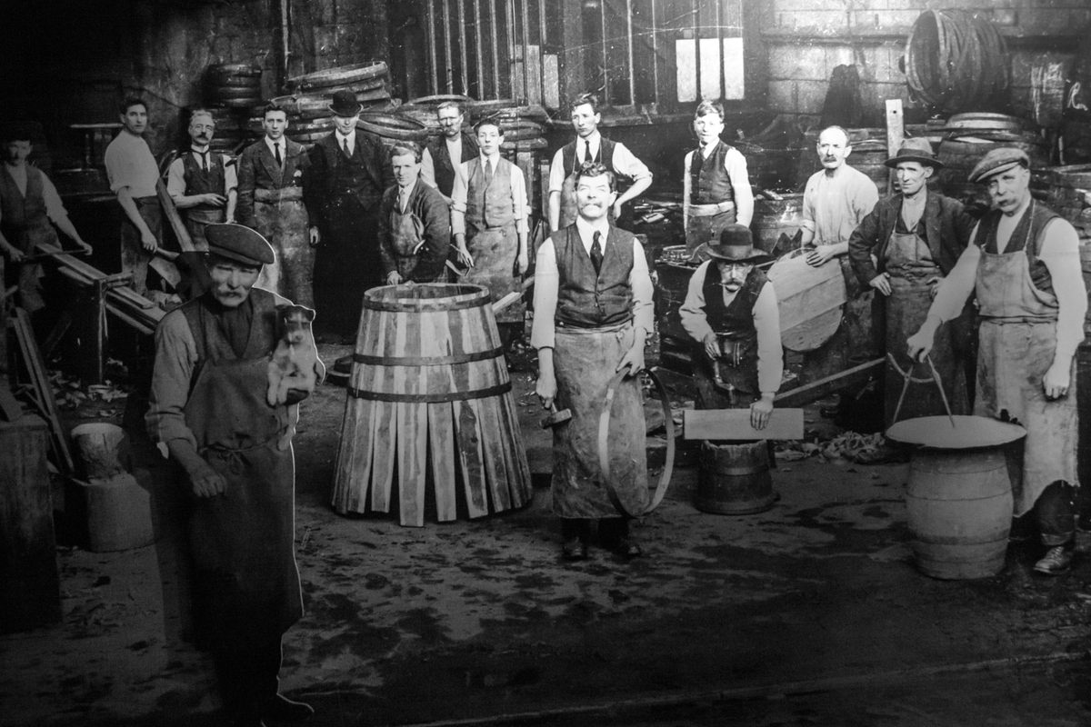 A period photograph at the old Jameson Distillery in Dublin, which is now a tourist attraction.
