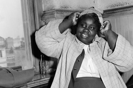 Georgia Gilmore poses for photographers after testifying as a defense witness in the bus boycott trial of Rev. Martin Luther King Jr., March 21, 1956, in Montgomery.