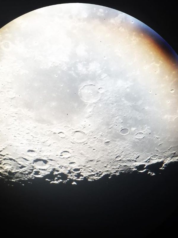 The moon shot with an iPhone through the 60-inch telescope.