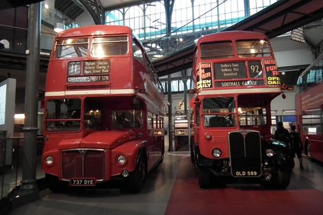 Buses in the London Transport Museum.