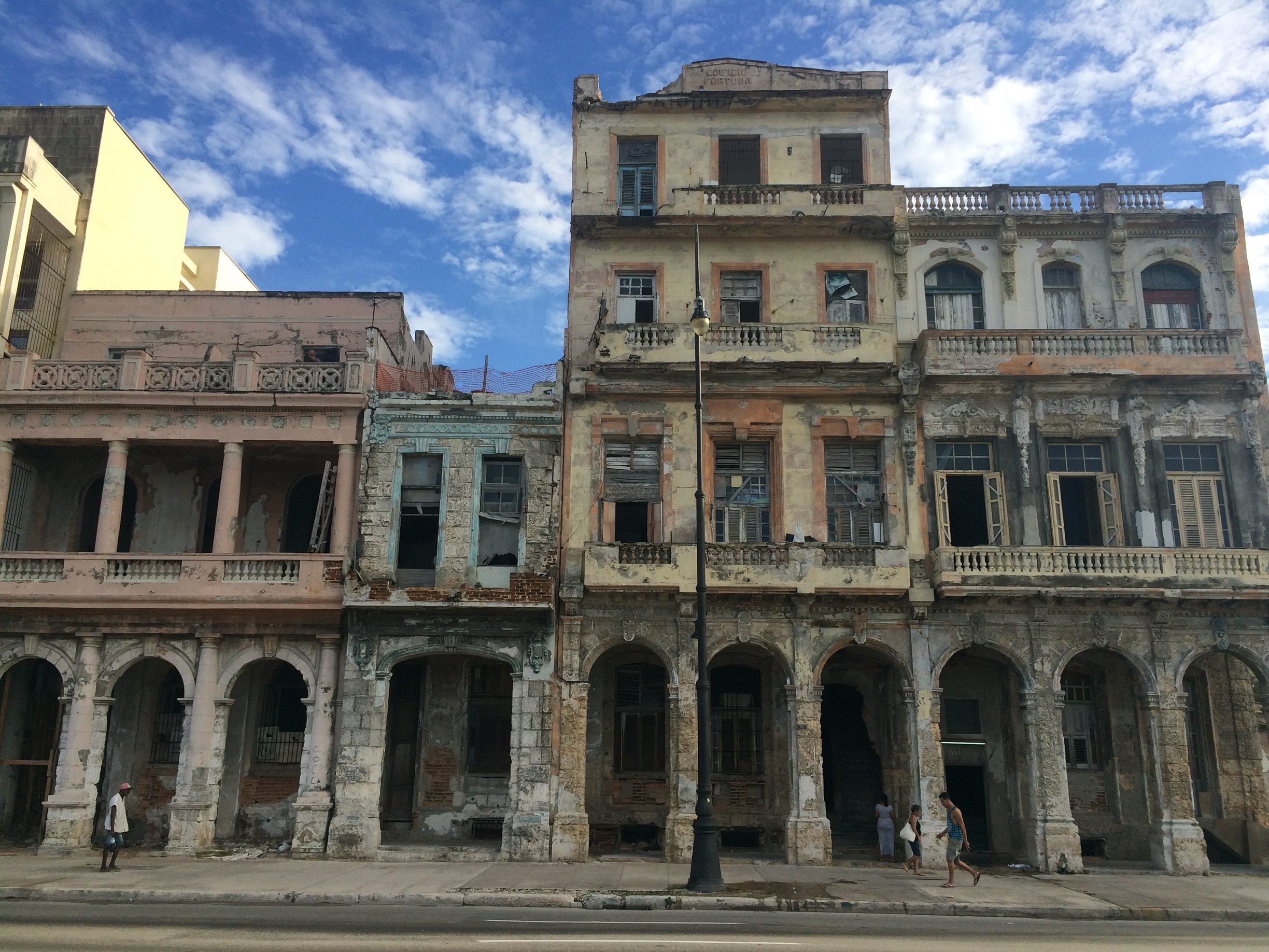 Decaying mansions along Havana's historic Malecón.