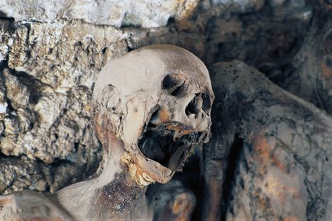 Mummified bodies discovered in the crypt of the Church of St. Stephen, Ferentillo, Umbria, Italy.