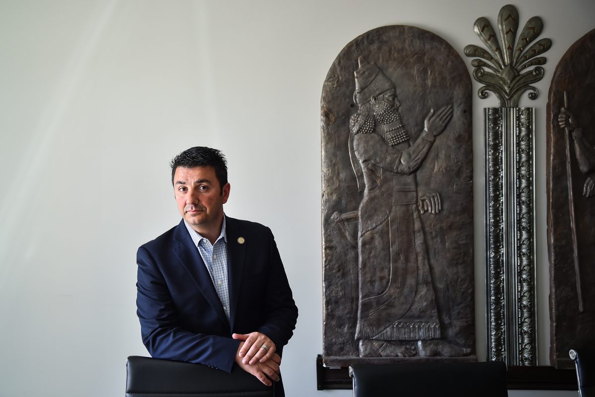 Martin Manna, President of the Chaldean Community Foundation, photographed in his office in Sterling Heights.