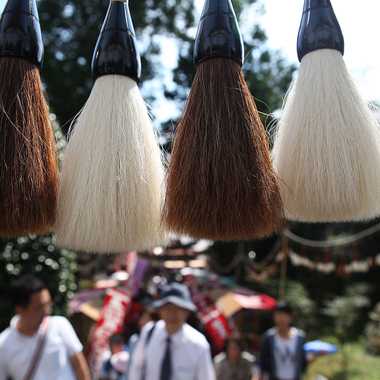Decorative brushes at the Kumano Brush Festival.