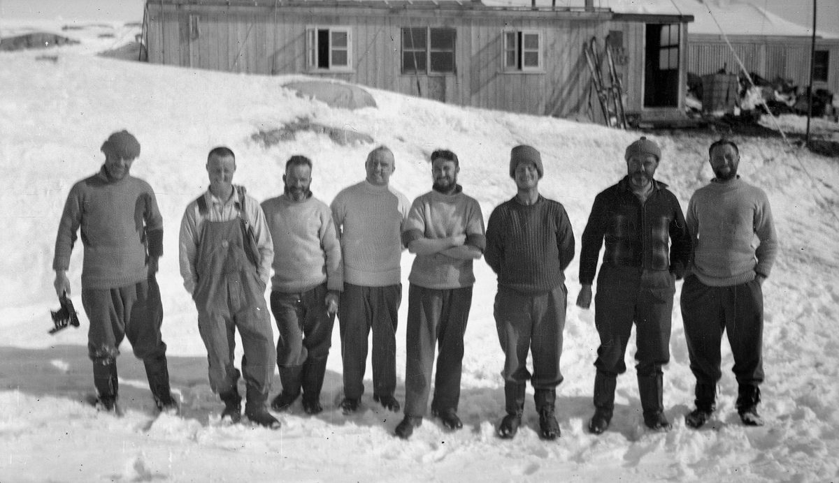 The men of Base A, as Port Lockroy was known, in 1944, the year the Antarctic outpost was established.