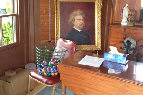 Inside the replica of Mark Twain's study found in the middle of the miniature golf course.