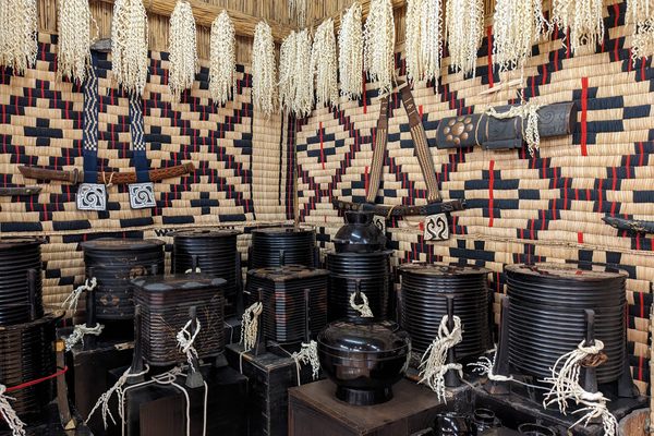 Ainu laquerware on display