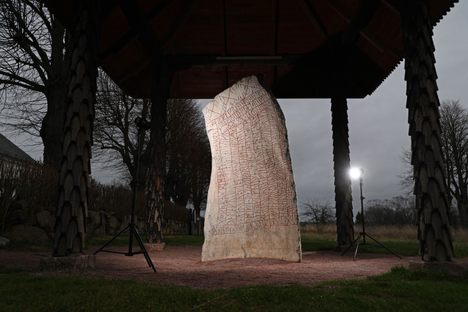 he Rok stone, raised in the ninth century near the lake Vattern in south central Sweden, bears the longest runic inscription in the world with more than 700 runes covering its five sides.