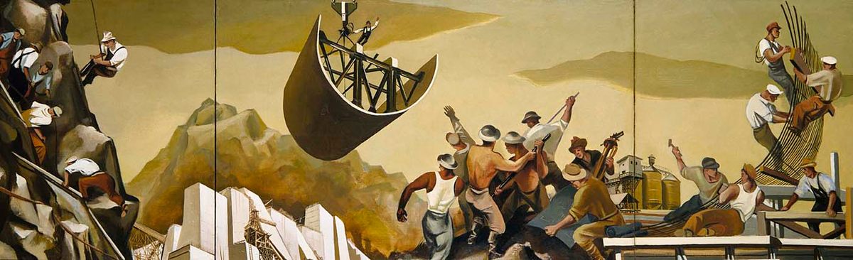 <em>Construction of a Dam</em>, a mural Gropper painted in 1939, was commissioned by the federal government for public display.