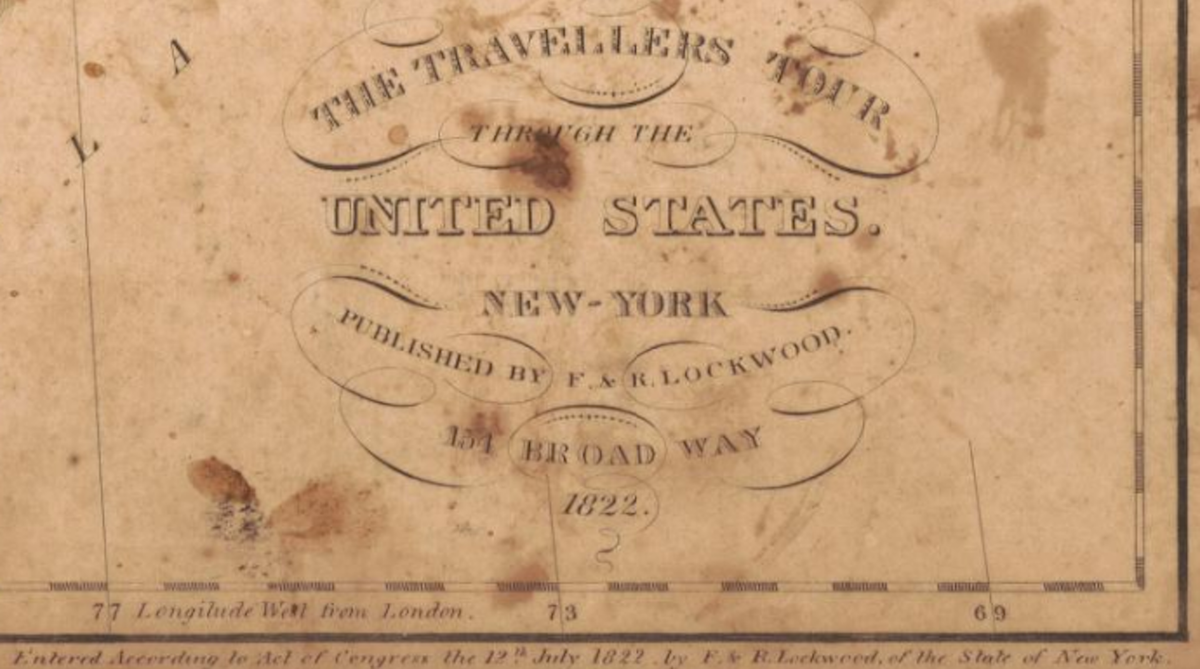 The title and printer’s address for the game. The copyright notice of July 12, 1822, appears in small type at the bottom.