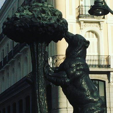 TRAVEL MADRID SPAIN BEAR MADRONO TREE CITY SYMBOL VECTOR FRAMED PRINT B12X8481