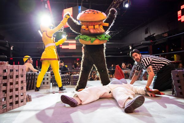 Costumes and cheap beer are staples of most weird sports, says photographer Sol Neelman, but no one takes dressing up quite as seriously as one of his all-time favorite sports events: Kaiju Live Monster Wrestling (formally known as the Kaiju Big Battel) in Queens, New York. “Kaiju monster wrestling has always been my favorite,” says Neelman. “Mainly because I don't know what's happening. There are a lot of people that follow the storylines and follow the characters. It's kind of like a mix of pro wrestling, Godzilla, and daytime soap opera.”