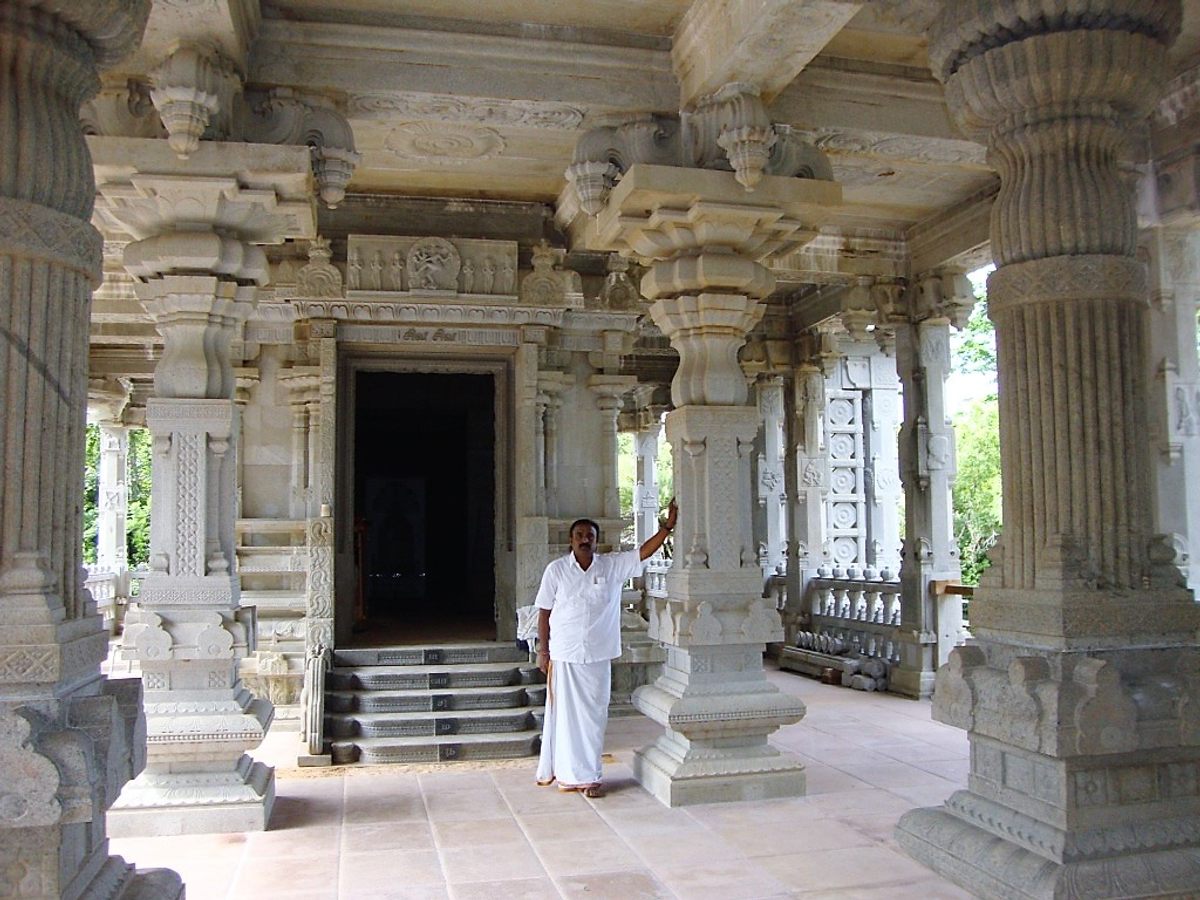 The Iraivan Temple on Kauai, Hawaii, is made from white granite quarried and carved by hand in India.